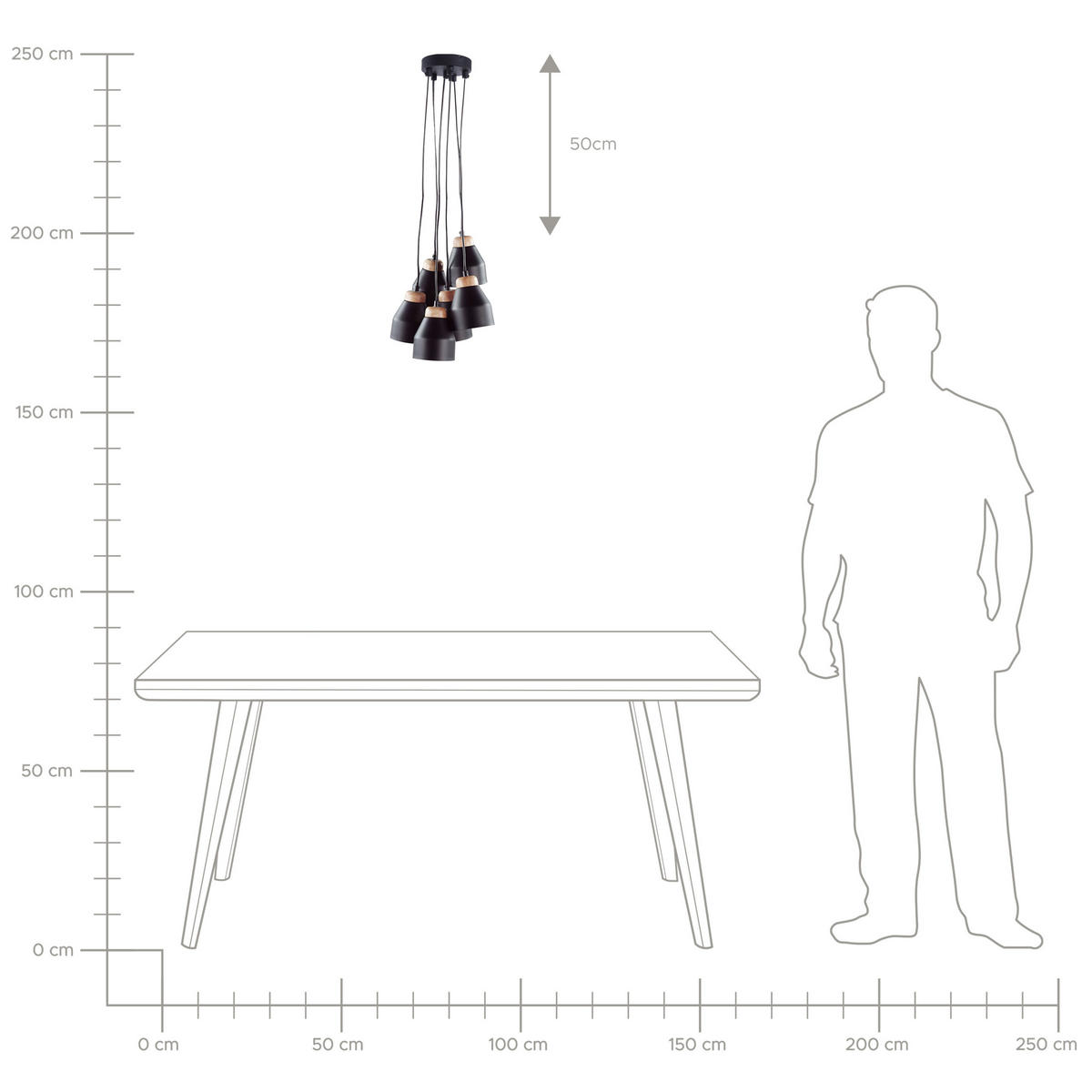 HÄNGELEUCHTE Cestos 12/12/68 cm - Schwarz, Metall (12/12/68cm) - Beliani