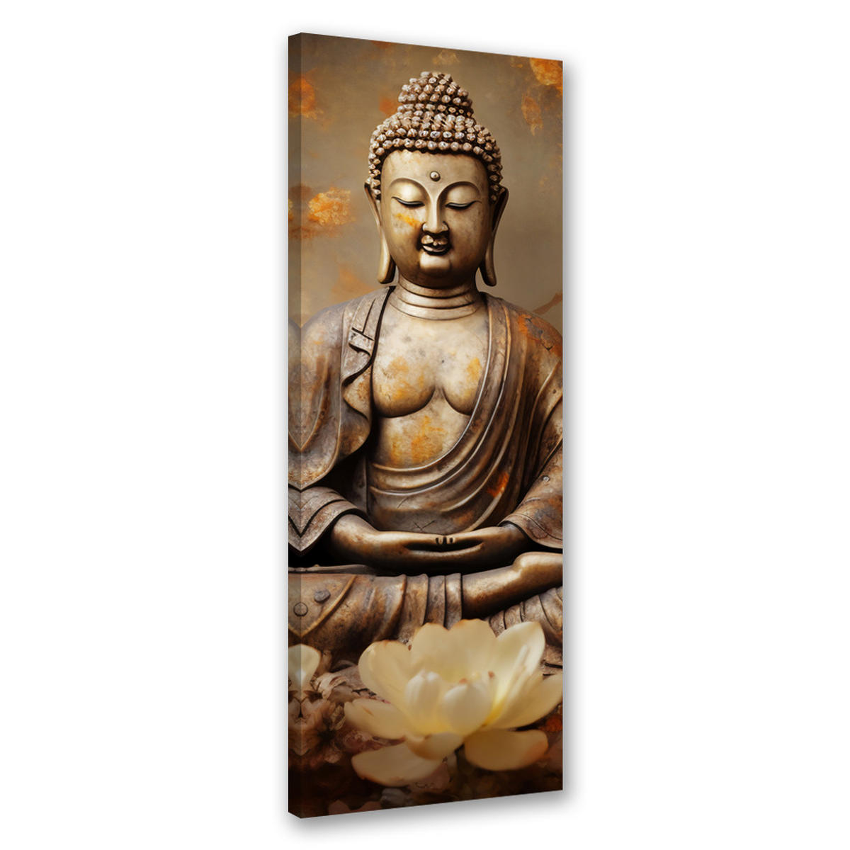 WANDBILD buddha mit zen blumen - Braun, Textil (30/90cm) - Feeby