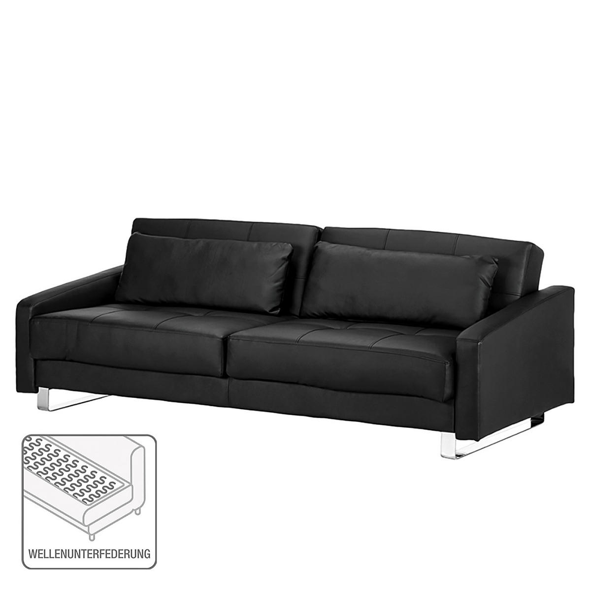 SCHLAFSOFA - Kunstleder Schwarz - Schwarz, Kunststoff (216/76/99cm) - home24