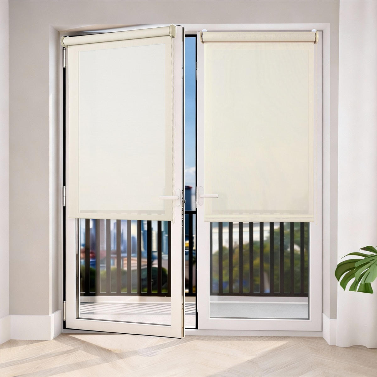 SCREEN-ROLLO Plus Easyfix Leinen 45x180 - Beige, Kunststoff (45/180/1cm) - STORESDECO