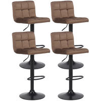 BARHOCKER 4er Set Samt Braun - Schwarz/Braun, Textil/Metall (40/85/40cm) - CLP