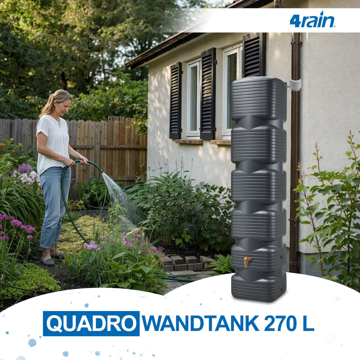 WANDTANK 270 L, graphite grey - Graphitfarben, Kunststoff (40/185/65cm) - 4rain