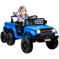 ELEKTRISCHES Kinderauto 12V, mit Anhänger, LED-Lichtern, Musik und Hupe, für Kinder im Alter von 3-8 Jahren, Hellblau - Hellblau, Kunststoff/Metall (122/62.5/65cm) - AIYAPLAY