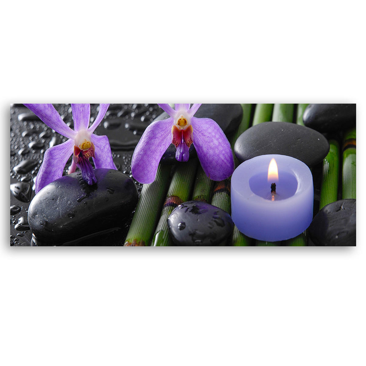 WANDBILD zen spa blumen - Lila, Textil (90/30cm) - Feeby