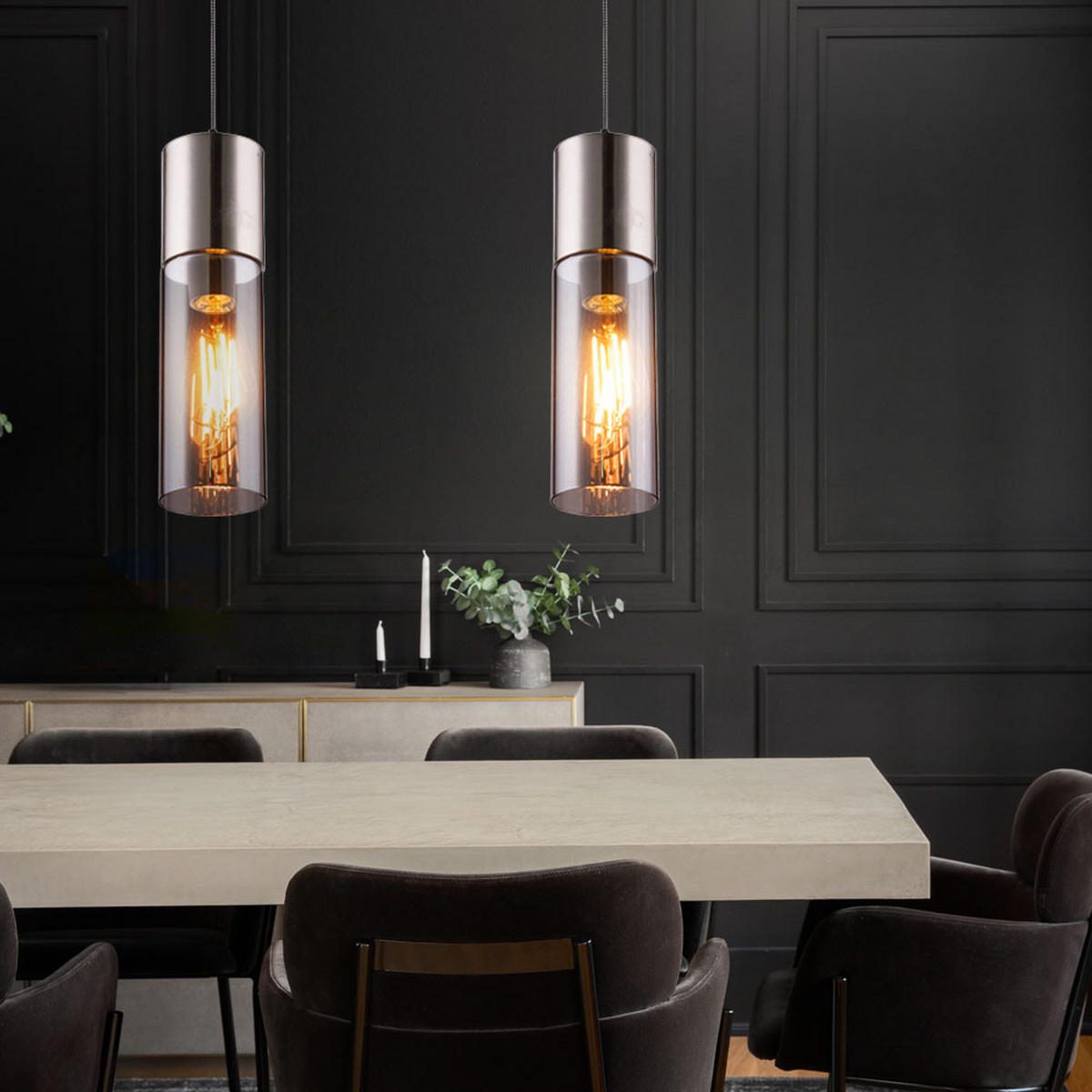 LED HÄNGELEUCHTE Metall Grau - Grau, Glas (10.5/10.5/152.5cm) - Globo Lighting