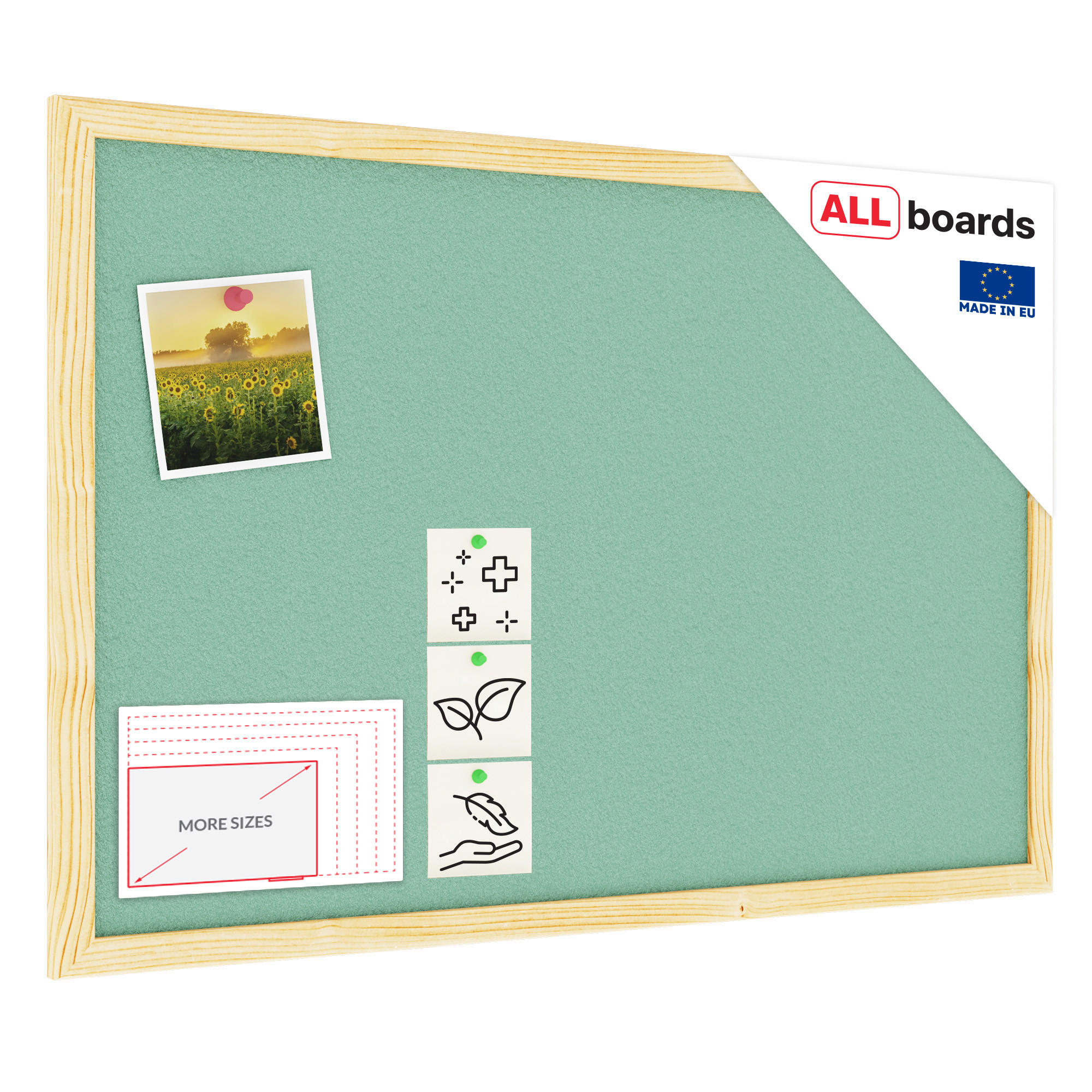 MINT Pinnwand mit Holzrahmen 60x40cm Mint Korktafel - Mintgrün, Holz (60/40/1.5cm) - ALLboards