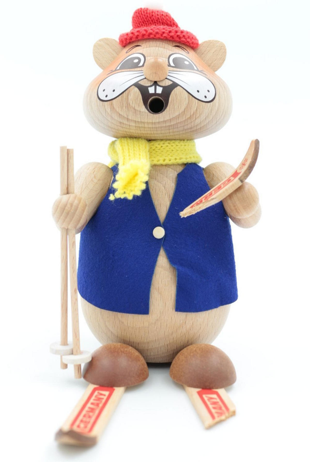 RAUCHFIGUR Hamster Skiunfall 18 cm - Multicolor, Holz (12/18/0.1cm)