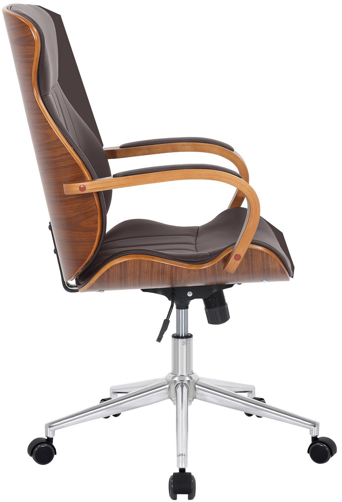 DREHSTUHL Lederlook Walnuss/Braun - Chromfarben/Walnussfarben, Textil/Metall (63/100/68cm) - CLP