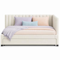 POLSTERBETT 90/200 mit ausziehbarem Bett, Lattenrost und Samtstoffbezug in Beige - Beige, Holzwerkstoff/Textil (90/200cm) - EVRYAE