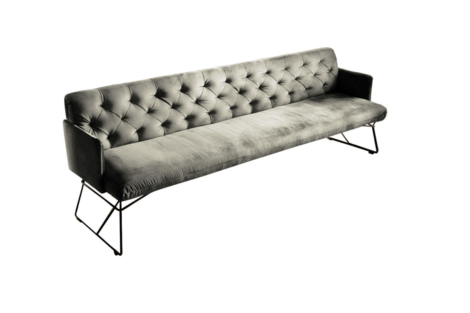 ESSZIMMERBANK CHARME Silber Velvet - Silberfarben, Textil (186/85/68cm) - KAWOLA