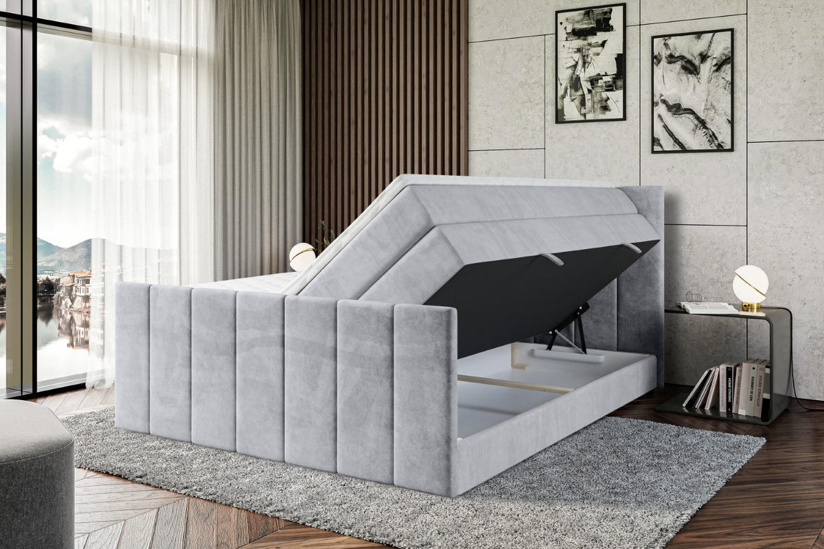 BOXSPRINGBETT MOETI-Z KING - 140x200 - H3/H4 - Hellgrau - Hellgrau, Holzwerkstoff (140/200cm) - ALTDECOR