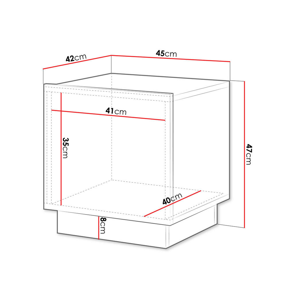 Thumbnail - Mirjan24 Nachttisch-Set, Schwarz, Holzwerkstoff, Rechteckig,Rechteckig, 45x47x42 cm, Schlafzimmer, Nachttische