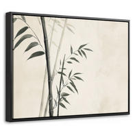 LEINWAND Bilder mit Rahmen - Japandi - Bambus - Beige - 40x30 - Eukalyptusholzfarben, Textil (40/30cm) - MuchoWow