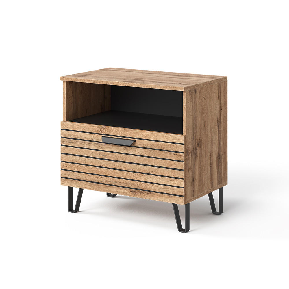 NACHTTISCH Amber Eiche Wotan 60 x 58 cm - Eiche Wotan, Holzwerkstoff (60/58/38cm) - Vicco