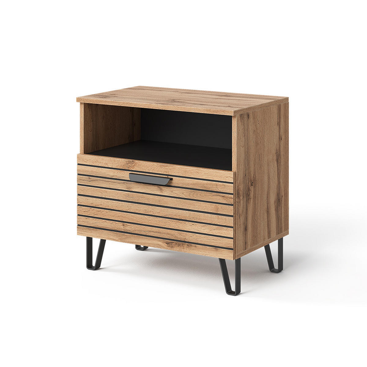 NACHTTISCH Amber Eiche Wotan 60 x 58 cm - Eiche Wotan, Holzwerkstoff (60/58/38cm) - Vicco