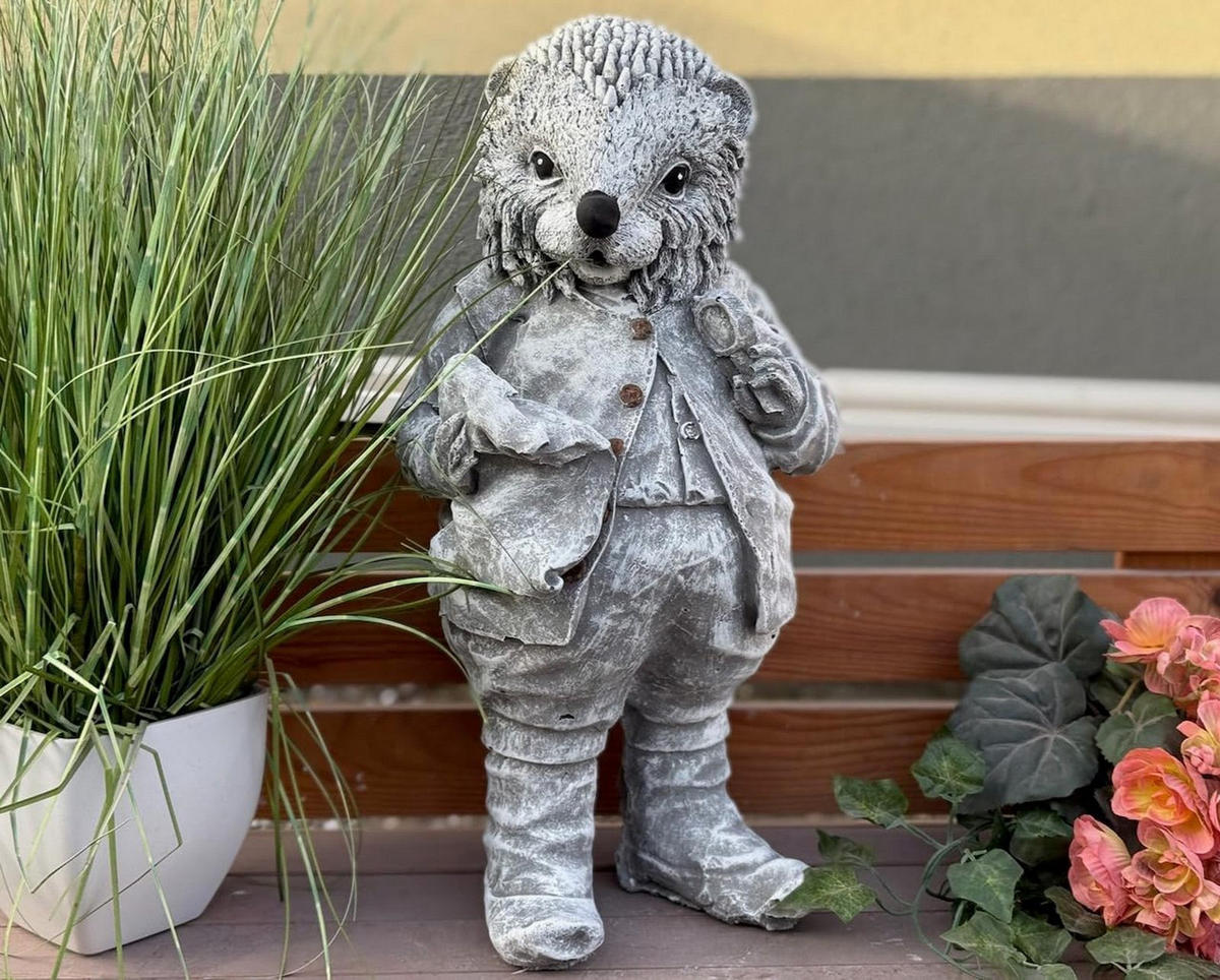 STEINFIGUR Igel Daniel stehend, frostfest, massiv - Grau, Stein (22/45/25cm) - stoneandstyle