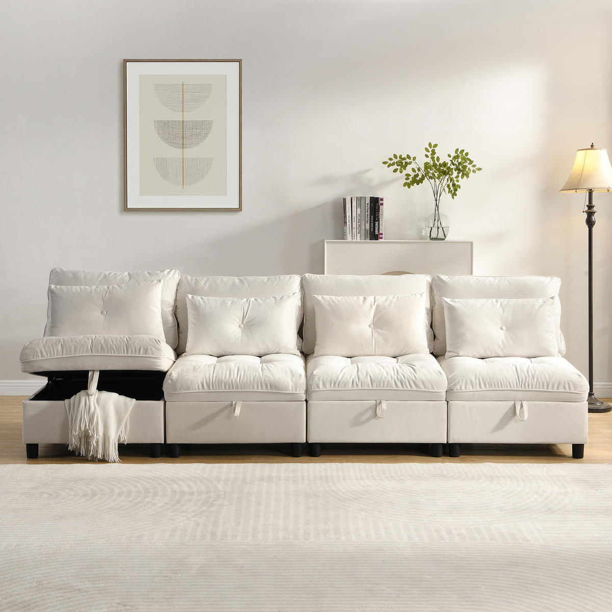 ECKSOFA 274/76/87 cm Beige mit Stauraum - Beige, Textil (274/76cm) - Oxeza