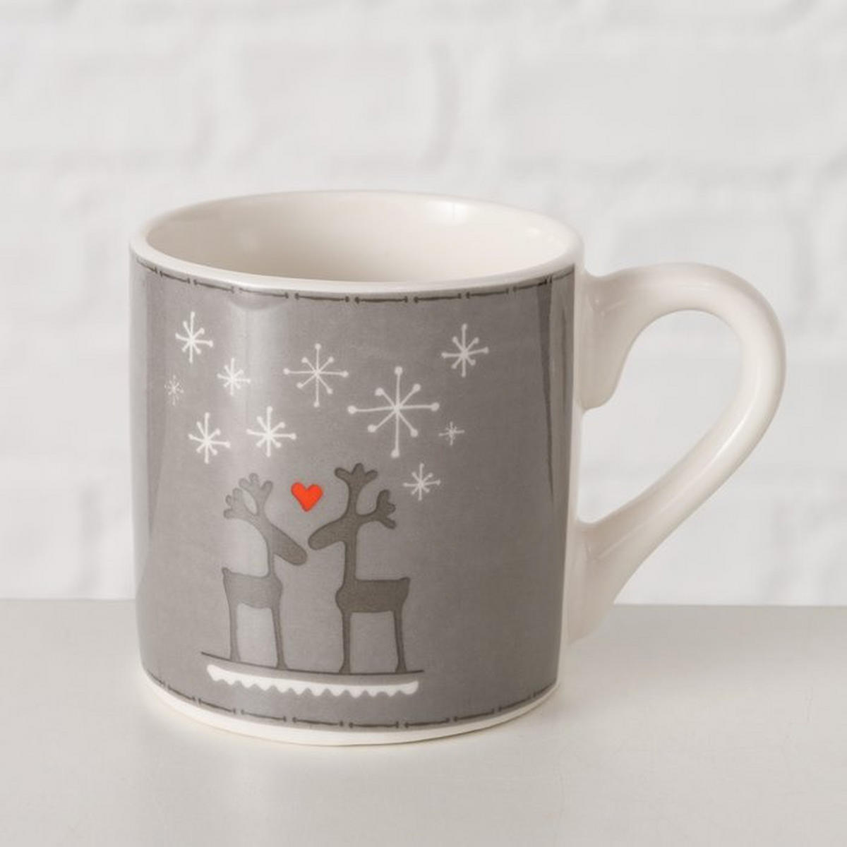 ESPRESSOTASSE mit Rentier Lovelies 8,5/5,8/6,1 cm - Grau, Keramik (5.8/6.1/8.5cm) - Boltze Home