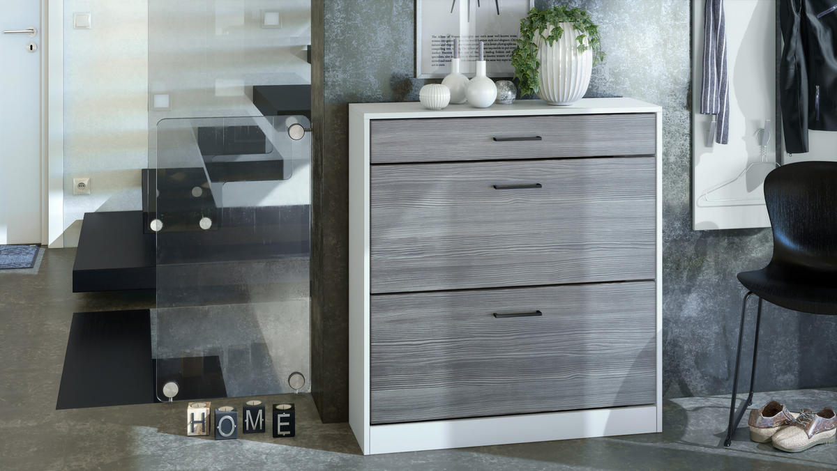 SCHUHSCHRANK Elvas Front in Avola-Anthrazit - Anthrazit, Holzwerkstoff (89/95.5/27cm) - Vladon