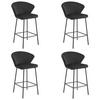 BARHOCKER 4er Set Schwarzer Samt, Bequeme Sitzfläche, Schwarze Füße - Schwarz, Textil (43/46/33cm) - Best For Home