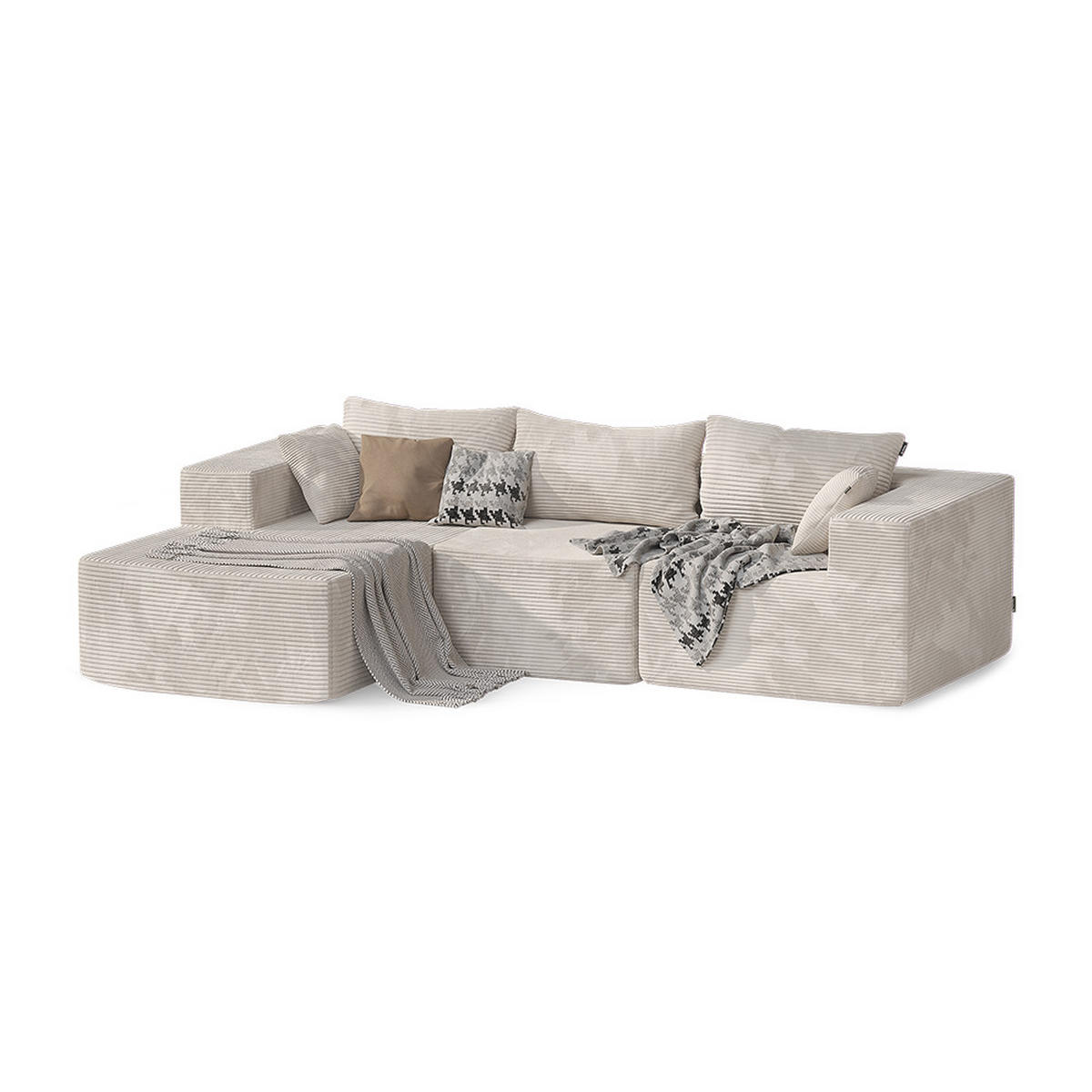 ROHOVÁ POHOVKA S RELAXAČNÍ FUNKCÍ Nuvio, Béžová, 250 x 169 cm - béžová, textil (250/169cm) - Vicco
