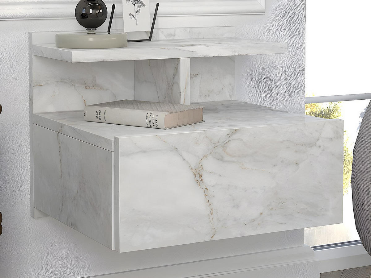 NACHTTISCH - 39.4 cmcm x 35 cmcm - Holz, Platte - Weiß - AZELNO - Weiß, Holz (39.4/32/35cm) - Vente-Unique