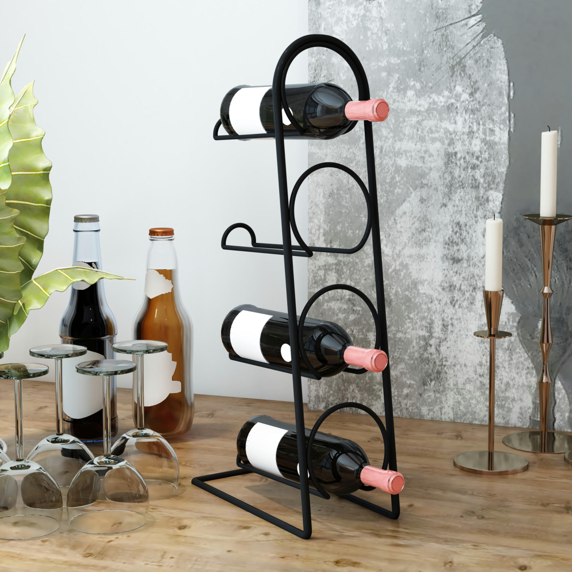 WEINREGAL Anchamps - Schwarz, Metall (11.5/43.5/21cm) - [en.casa]