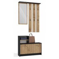 GARDEROBE set de mobilier pentru hol cu oglindă antracit, Artisan 85/180/24 - antracit, compozit lemnos (85/180/24cm) - RAUMHIRSCH FURNITURE
