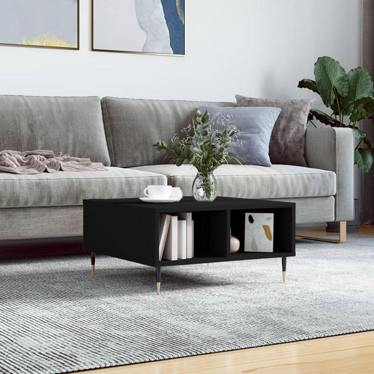 COUCHTISCH Schwarz 60x60x30 cm Holzwerkstoff - Schwarz, Holzwerkstoff (60/60/30cm) - furnicato