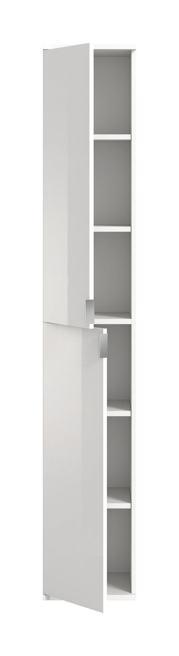HOCHSCHRANK Projekt X Garderobe in weiß Nachbildung und weiß hochglanz B/H/T: 30x193x34 cm - Weiß, Holzwerkstoff (30/193/34cm)