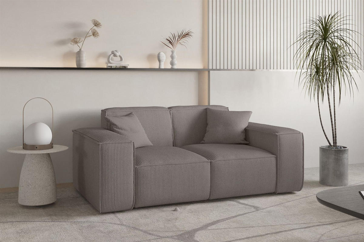 SOFA Celes Premium 2-sitzer Stoff Scala - Taupe, Holzwerkstoff/Textil (186/73/88cm) - Fun Möbel