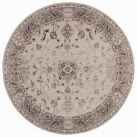 TEPPICH Kurzflor, waschbar, mit floralen Ornamenten, aus Polyester, VERNANTE in Beige-Grau, Ø 200 cm - Beige, Textil (200/200cm) - KADIMA DESIGN