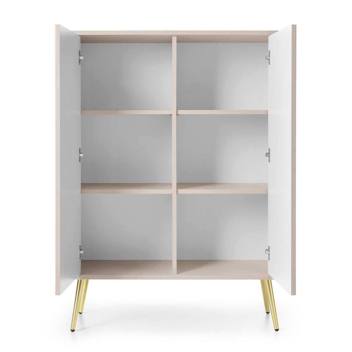 HIGHBOARD Zova Greige 103 cm - Taupe/Goldfarben, Holzwerkstoff/Metall (103/129/39cm) - Selsey