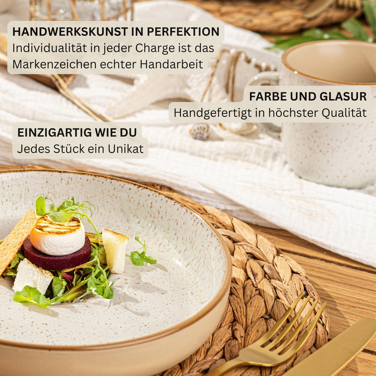 PASTASCHALEN SET RIO CREME - 4 teilig aus Steingut - Creme, Keramik (17cm) - Sänger