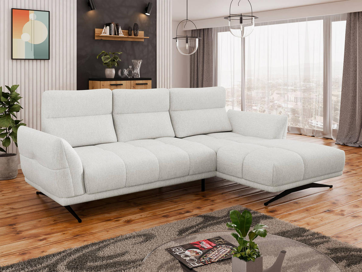 ECKSOFA Giovanni Z LCH, Seite: Rechts 2R-LC - Hellgrau/Schwarz, Holz/Textil (298/195cm) - MIRJAN24