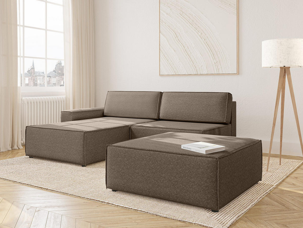 ECKSOFA Lummo Re mit Schlaffunktion, Braun - Braun, Textil (323/185cm) - Fedve