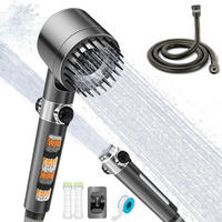 HANDBRAUSE Set mit 1,5 m Schlauch und 2 Filterelementen - Anthrazit, Metall (8/12.7/17cm)