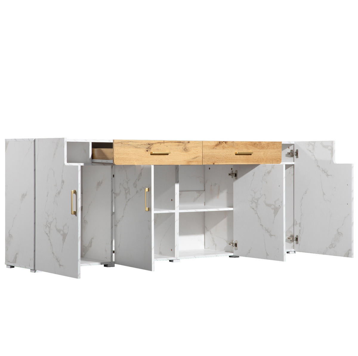 TV-LOWBOARD 38/160/43 cm aus Holz mit 2 Türen, Schublade und Kabelmanagement, Weiß - Weiß, Holzwerkstoff (160/43/38cm) - Redom