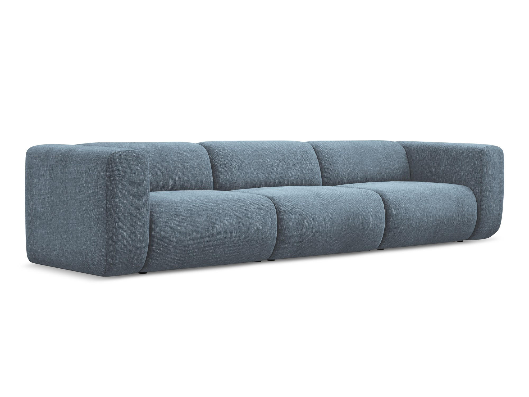 4-SITZER-SOFA Chenille Stoff Blau - Blau/Blaugrau, Kunststoff/Textil (319/70/89cm) - Makamii