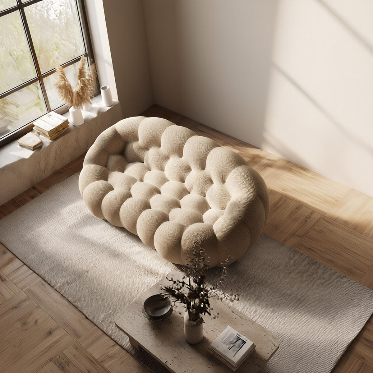 WOHNZIMMERSOFA Cocoon Doppel 2-Sitzer - Sand - Beige, Textil (113/77/113cm) - COCO Living