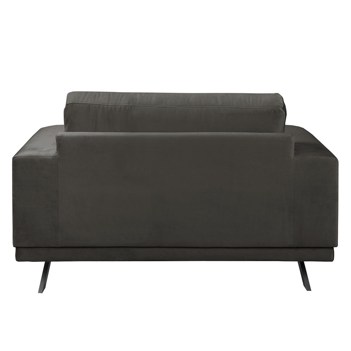 SESSEL - Samt - Grau, Textil (121/81/89cm) - home24