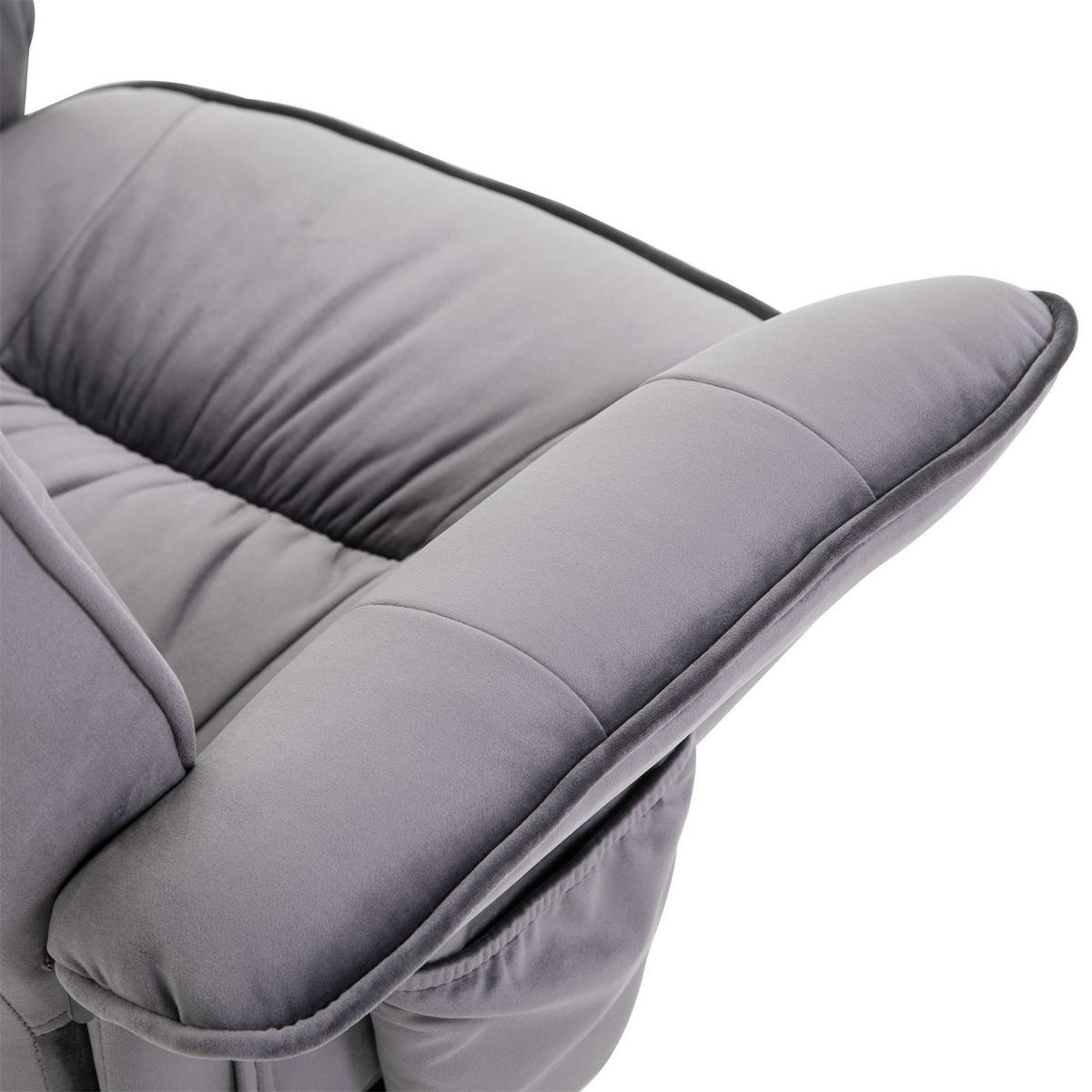 RELAXSESSEL SAMTSTOFF, SET MIT HOCKER CHARLES - Grau, Textil (76/87/61cm) - IDIMEX