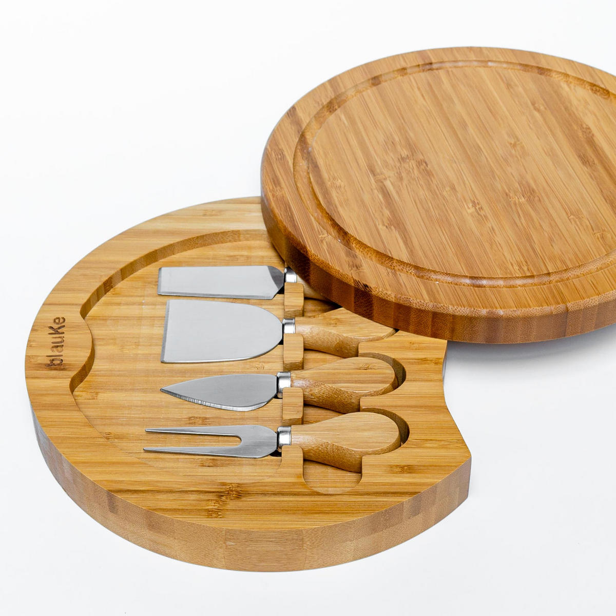 KÄSEBRETT mit Käsemesser Set 25cm - Beige, Holz (25/25cm) - BlauKe