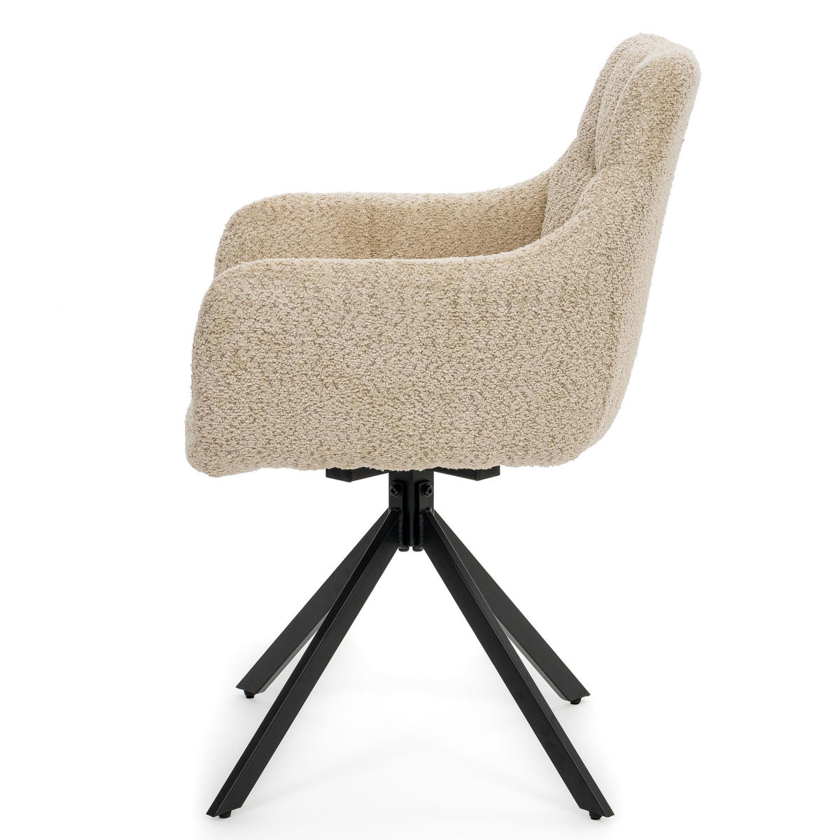 STUHL FANO X drehbar gepolsterter mit Steppung - hellbeige - Boucle - Beige/Schwarz, Textil/Metall (58/83/59cm) - NEW HOME