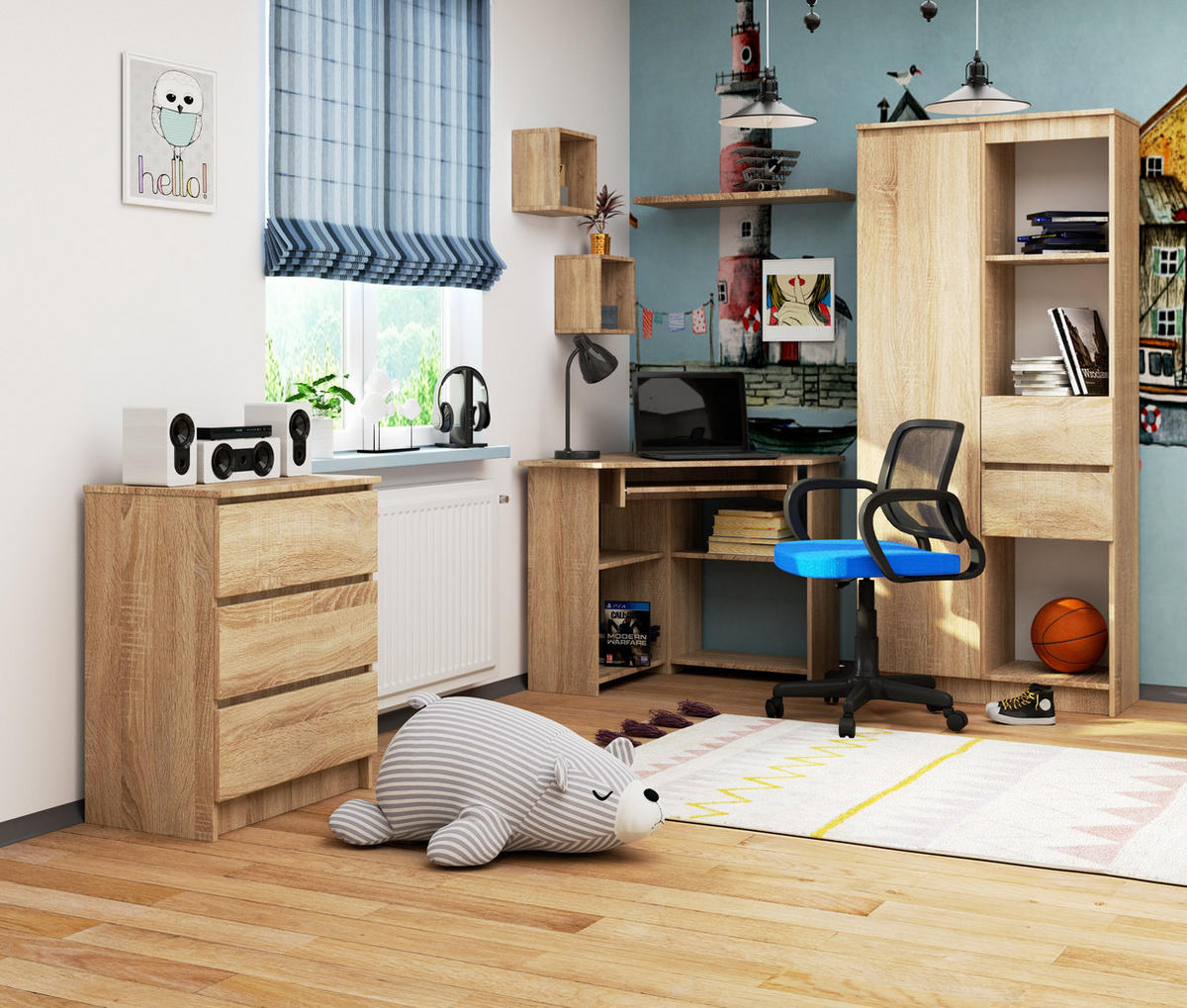 SCHREIBTISCH Eiche Sonoma 74/80/80 - Sonoma Eiche, Holzwerkstoff (80/80/74cm) - RAUMHIRSCH FURNITURE