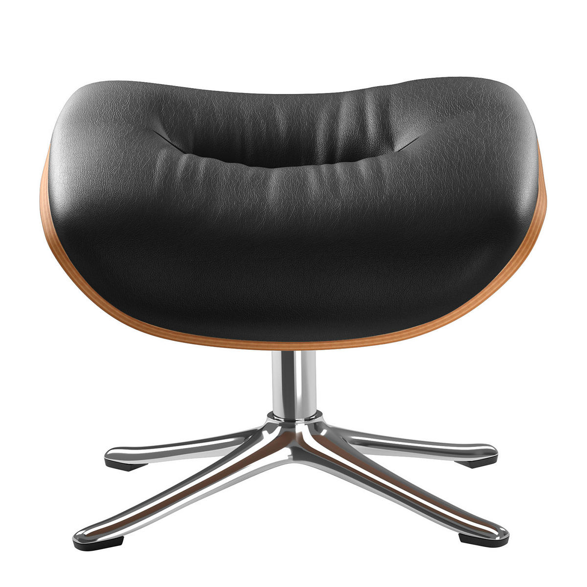 POLSTERHOCKER - Chromfarben/Schwarz, Leder/Metall (44/39/42cm) - home24