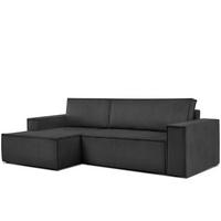 ECKSCHLAFSOFA-LINKS NAPI in Pet Friendly Cord-Stoff, dunkelgrau - Dunkelgrau/Schwarz, Textil (262/148cm) - KONSIMO®
