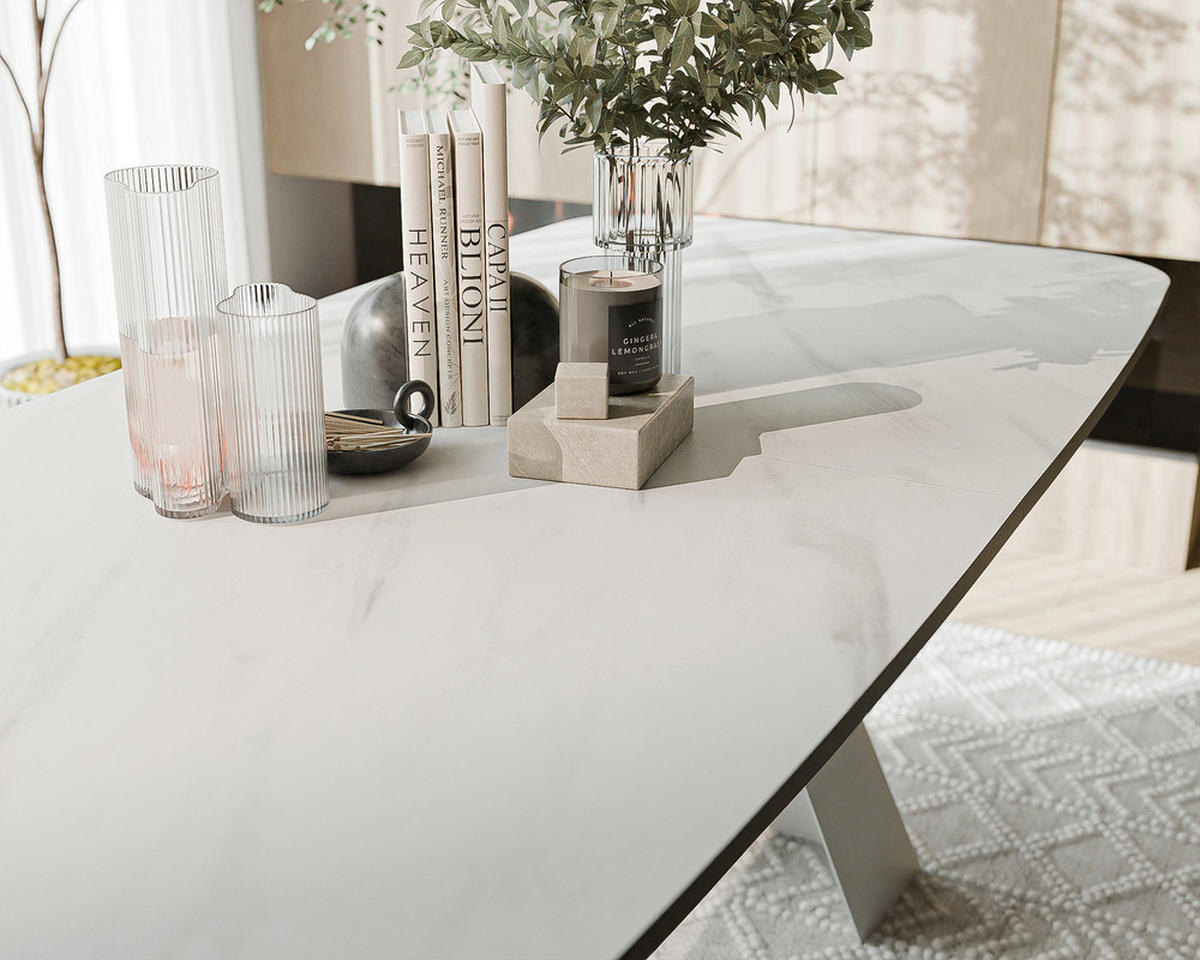 AUSZIEHTISCH ZENITH 160/90/76 cm mit Metallgestell, Weiß / Bianco - Perlmutt/Weiß, Holzwerkstoff/Metall (90/160/76cm) - Idohome