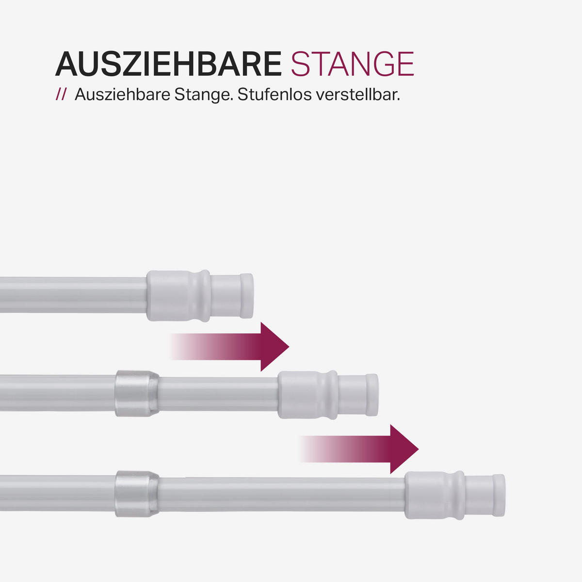 GARDINENSTANGE Perlweiß 75-125 cm - Weiß, Metall (75cm) - Bestlivings