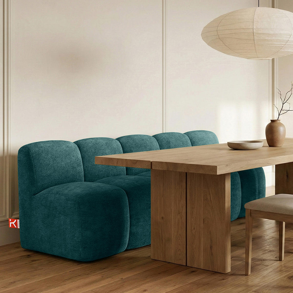 ESSZIMMERBANK BRESCO, Meeresblau - Türkis, Holz/Holzwerkstoff (203/80/72cm) - KONSIMO®
